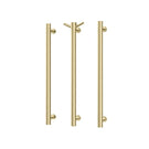 Phoenix Heated Triple Towel Rail Round 600mm - 650-8762-12  - Brushed Gold with Vertical Rail Hook 