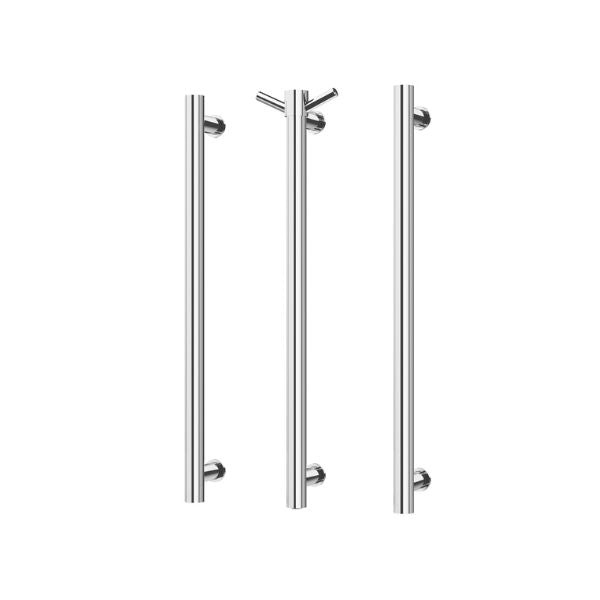 Phoenix Heated Triple Towel Rail Round 600mm - 650-8762-00 - Chrome  with Vertical Rail Hook