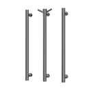 Phoenix Heated Triple Towel Rail Round 800mm - Brushed Carbon With Vertical Rail Hook