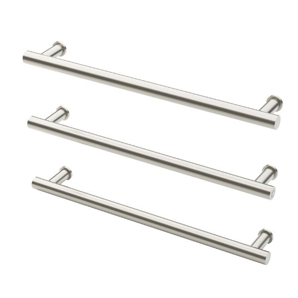 Phoenix Heated Triple Towel Rail Round 800mm - Brushed Nickel