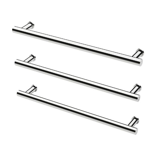 Phoenix Heated Triple Towel Rail Round 800mm - Chrome - Horizontal View