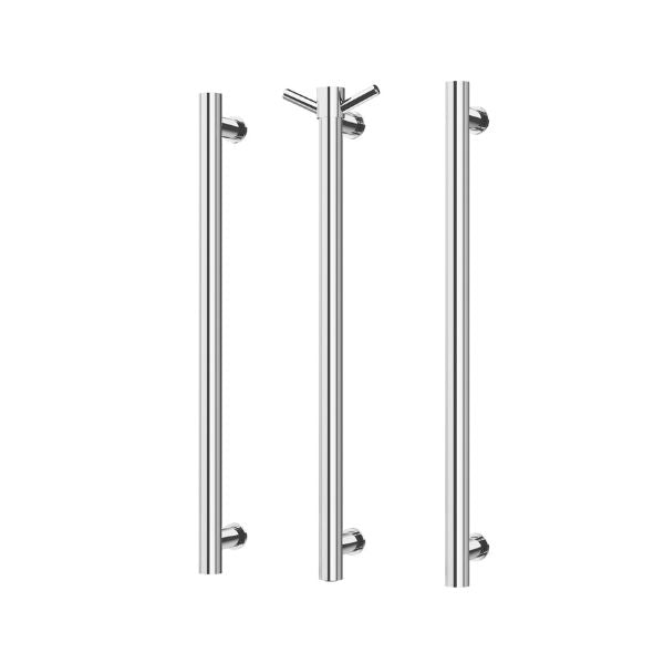 Phoenix Heated Triple Towel Rail Round 800mm - Chrome with Vertical Rail Hook