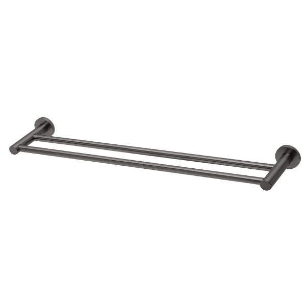 Phoenix Radii Round Plate Double Towel Rail RA813-31 600mm - Brushed Carbon