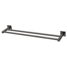 Phoenix Radii Double Towel Rail Square Plate 600mm - RS813-31 - Brushed Carbon