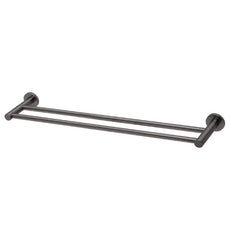 Phoenix Radii Double Towel Rail Round Plate 600mm RA812-31 Brushed Carbon
