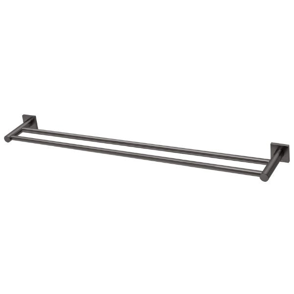 Phoenix Radii Square Plate Double Towel Rail RS812-31 800mm Brushed Carbon