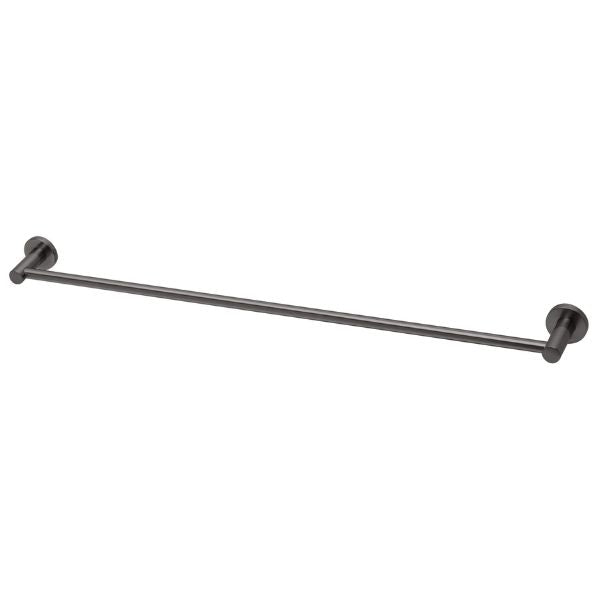 Phoenix Radii Single Towel Rail 800mm Round Plate - Brushed Carbon