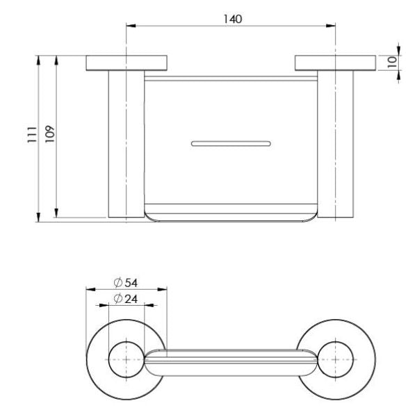 Technical Drawing Phoenix Radii Soap Dish Round Plate - Brushed Carbon - RA895-31