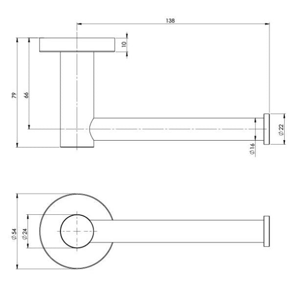 Technical Drawing RA892-31 - Phoenix Radii Toilet Roll Holder Round Plate Brushed Carbon