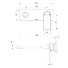 Phoenix Teel SwitchMix Wall Basin / Bath Mixer Set 200mm Fit-Off Kit - Brushed Carbon - Technical Drawing