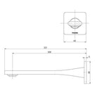 Phoenix Teel Wall Basin Outlet 200mm - Brushed Carbon - Technical Drawing