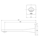 Phoenix Teel Wall Bath Outlet 200mm - Brushed Carbon - Technical Drawing