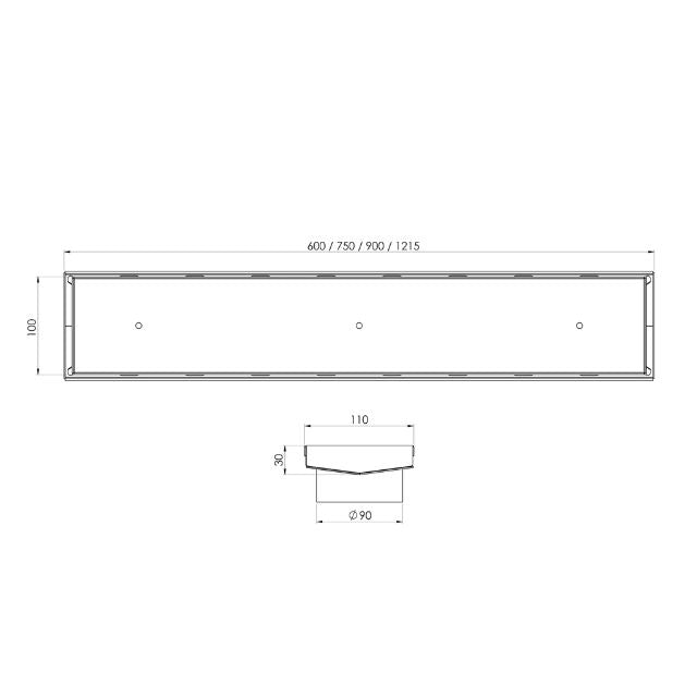 Phoenix V Channel Drain TI 100 x 900mm Outlet 90mm
