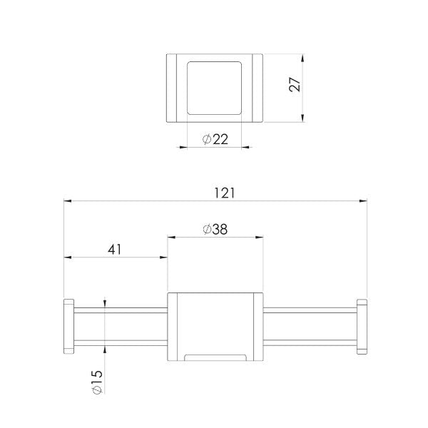 Phoenix Vertical Rail Hook Square - Brushed Nickel - 651-8780-40 - Technical Drawing