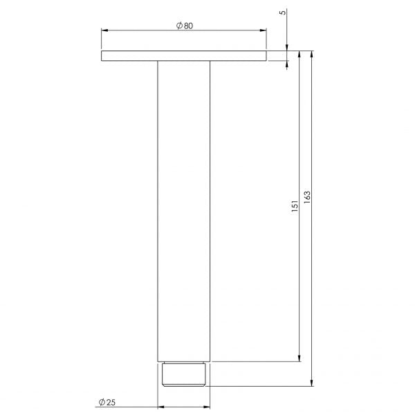 Technical Drawing - Phoenix Vivid Ceiling Arm 150mm Brushed Carbon