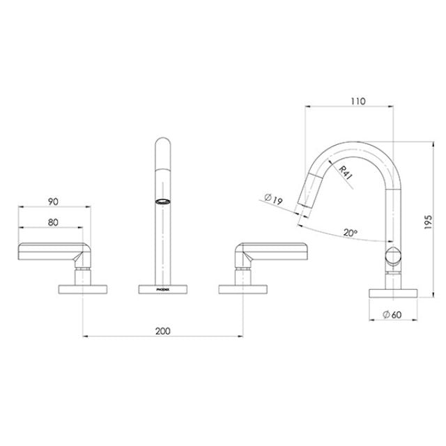 Phoenix Vivid Slimline Plus Lever Basin Set Brushed Nickel