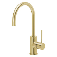 Phoenix Vivid Slimline Side Lever Sink Mixer 160mm Gooseneck Brushed Gold - The Blue Space