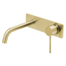 Phoenix Vivid Slimline Wall Basin Tap Set 180mm Curved Brushed Gold - The Blue Space