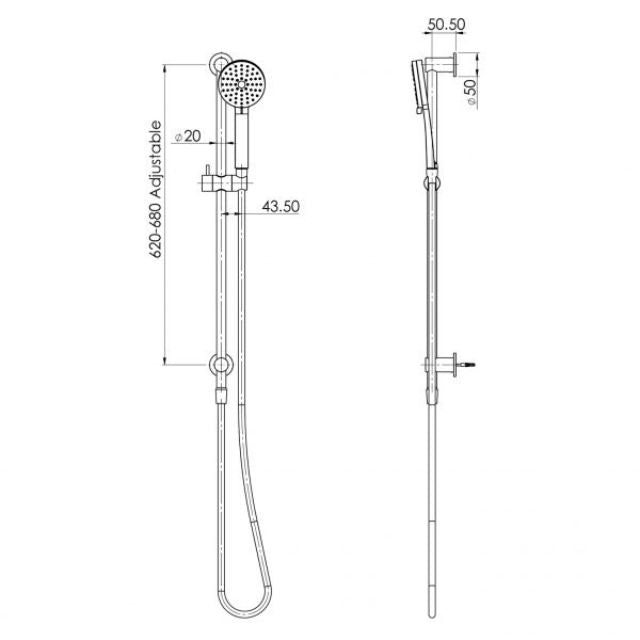 Phoenix Vivid Slimline Water Through Rail Hand Shower Brushed Gold
