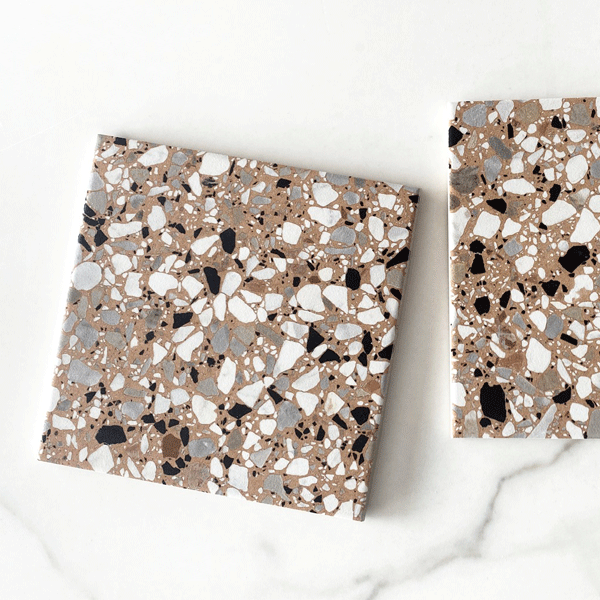 Pink Theo Terrazzo Look Tile Matt 200 x 200mm Porcelain - The Blue Space