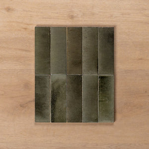 Sicily Grigio Charcoal Gloss Bejmat Cushioned Edge Porcelain Tile 50x150mm