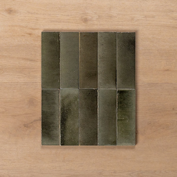 Sicily Grigio Charcoal Gloss Bejmat Cushioned Edge Porcelain Tile 50x150mm