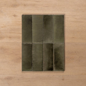 Sicily Grigio Charcoal Gloss Bejmat Cushioned Edge Porcelain Tile 75x200mm