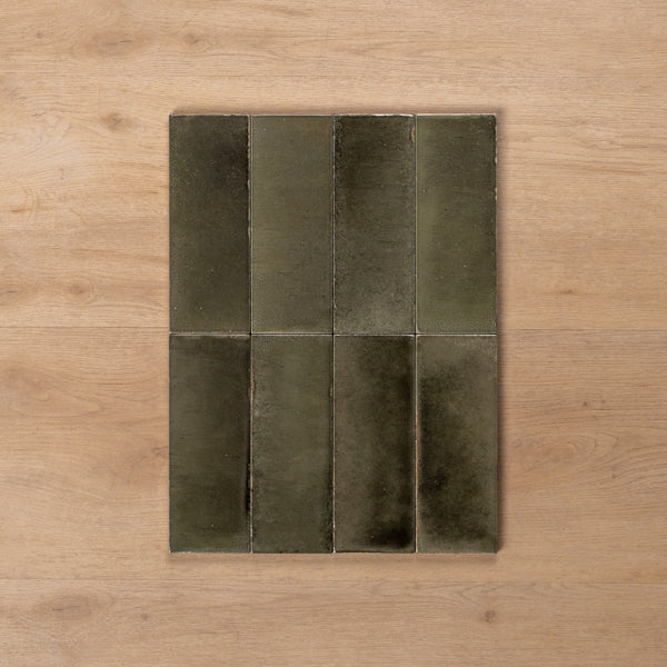 Sicily Grigio Charcoal Gloss Cushioned Edge Porcelain Tile 75x200mm Straight Pattern - The Blue Space