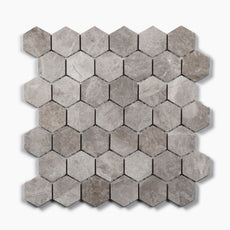 Silver Grey Gabriele Hexagon Honed Marble Mosaic Tile 305x298x8mm - The Blue Space