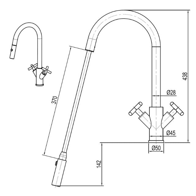 Suprema Xpress Fit X-Gen Dual Handle Retractable Sink Mixer - Chrome