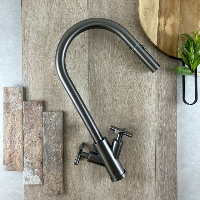 Suprema Xpress Fit X-Gen Dual Handle Retractable Sink Mixer - Gun Metal