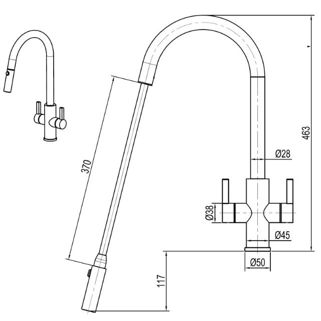 Suprema Xpress Fit Xssence Dual Handle Retratcable Sink Mixer - Chrome