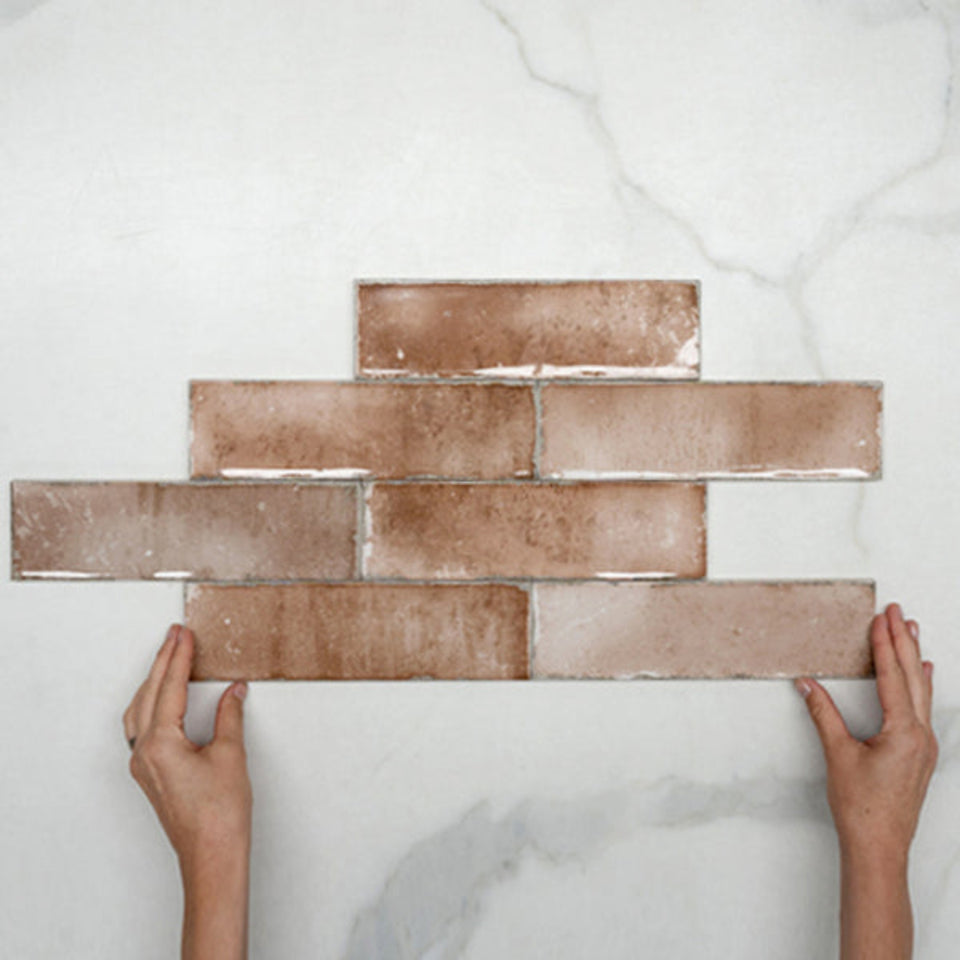 Terracotta Leon Spanish Subway Tile Gloss 69 x 240mm Ceramic