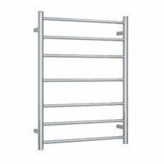 Thermogroup 240V 7 Bar Round Heated Towel Rail Polished Stainless Steel 600mm - The Blue Space