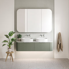 Timberline Santos Dockland Fluted Wall Hung Vanity with SilkSurface Top and Above Counter Basin