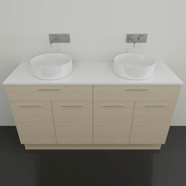 Timberline Taylor Floor Standing Vanity with SilkSurface Top & Basin 1500mm Double Bowl - The Blue Space
