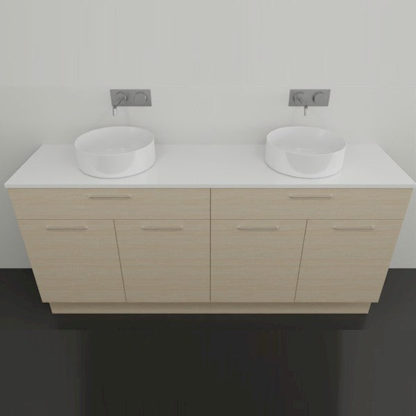 Timberline Taylor Floor Standing Vanity with SilkSurface Top & Basin 1800mm Double Bowl - The Blue Space