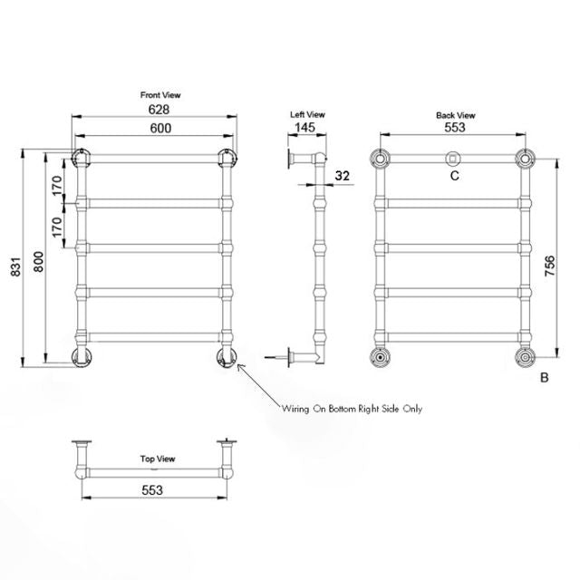 Turner Hastings Mayer Liquid-Filled Heated Towel Rail - Chrome