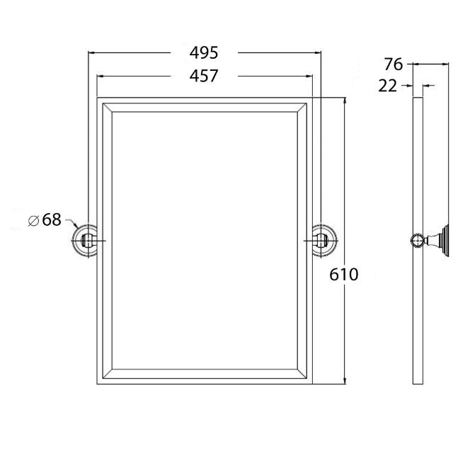 Turner Hastings Mayer Pivot Rectangle Mirror 610mm x 495mm - Brushed Brass
