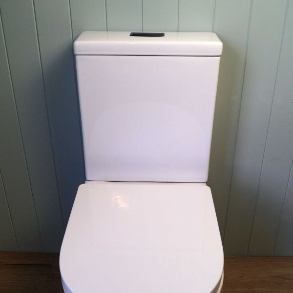 Turner Hastings Rectangle Matte Black Flush Button on Back To Wall Toilet