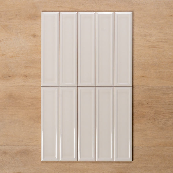 Whitehaven Cream Beige Gloss Frame Ceramic Subway Tile Straight Pattern - The Blue Space