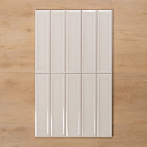 Whitehaven Cream Gloss Frame Ceramic Subway Tile 68x280mm