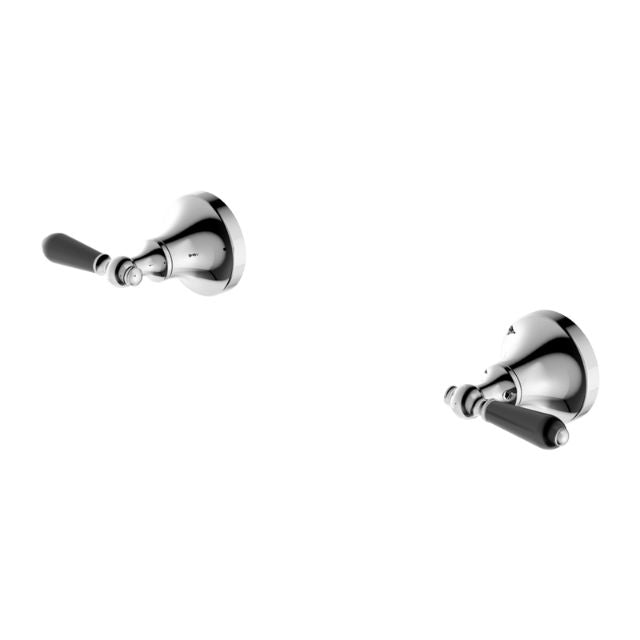 Nero York Wall Top Assemblies With Black Porcelain Lever Chrome