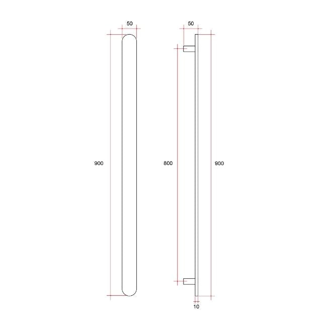 Thermogroup 12V Flat Pill Vertical Heated Towel Rail - Brushed Brass
