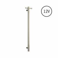 Thermogroup 12V Round Vertical Single Bar Heated Towel Rail Brushed Nickel VS900HBN - The Blue Space