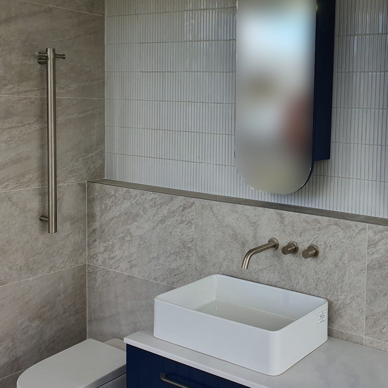 Lifestyle Thermogroup 12V Round Vertical Single Bar Heated Towel Rail Brushed Nickel VS900HBN - The Blue Space