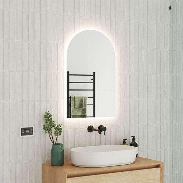 Thermogroup Ablaze Backlit Arch Shape Mirror with Cool Light 500x800x45mm 47Watts - Includes Mirror Demister - Online at The Blue Space