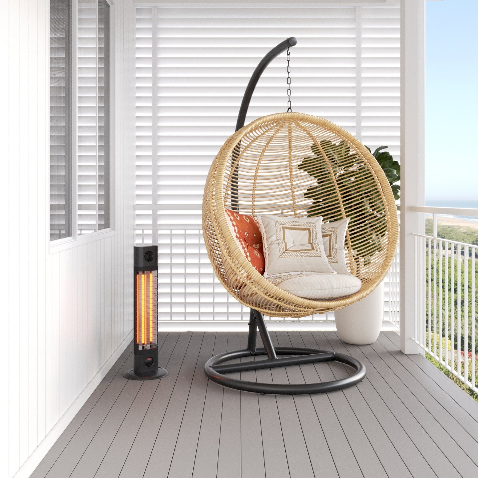 Lifestyle Thermogroup Cedar 1200W Free Standing Outdoor Heater with Remote 680x300x300mm - Black CO1200RB - The Blue Space