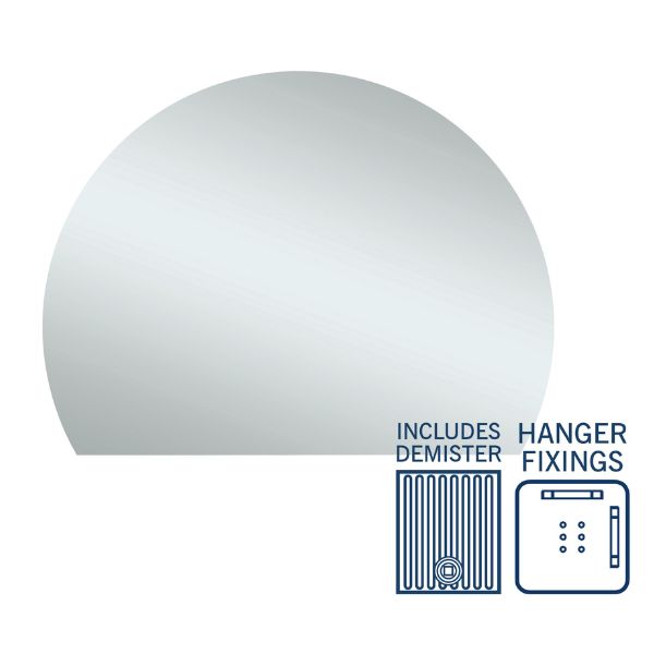 Thermogroup Hamilton Ablaze Mirror D-Shaped Polished Edge Mirror with Demister 1200mm | The Blue Space