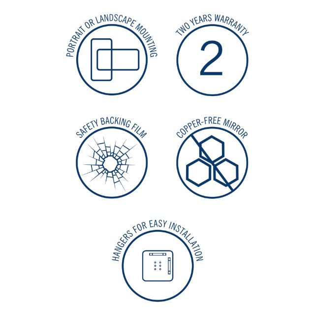 Features Thermogroup Rectangle Mirror with Sandblasted Border 900x750mm SS9075HN - The Blue Space